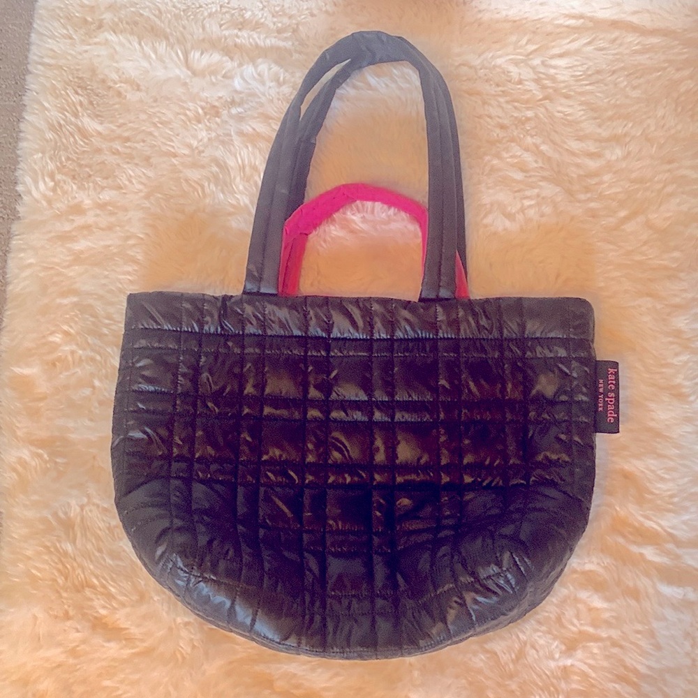 Kate Spade Puffer Duffel Bag in Black and Hot Pink